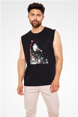Bleach Baskılı Unisex Siyah Kolsuz Tişört - Tshirt