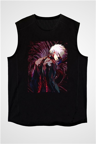 Bleach Baskılı Unisex Siyah Kolsuz Tişört - Tshirt