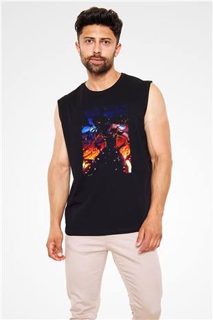 Bleach Baskılı Unisex Siyah Kolsuz Tişört - Tshirt