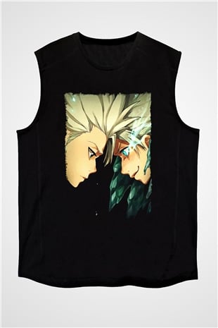 Bleach Baskılı Unisex Siyah Kolsuz Tişört - Tshirt