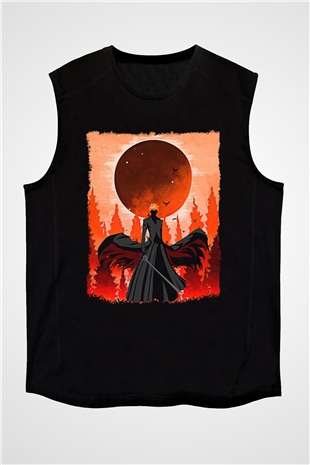 Bleach Baskılı Unisex Siyah Kolsuz Tişört - Tshirt
