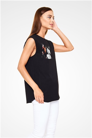 Bleach Baskılı Unisex Siyah Kolsuz Tişört - Tshirt
