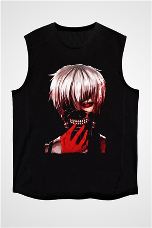 Bleach Baskılı Unisex Siyah Kolsuz Tişört - Tshirt