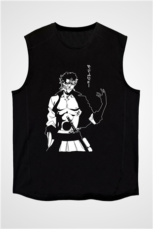 Bleach Baskılı Unisex Siyah Kolsuz Tişört - Tshirt