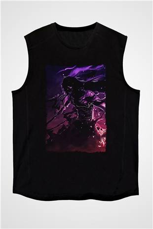 Bleach Baskılı Unisex Siyah Kolsuz Tişört - Tshirt
