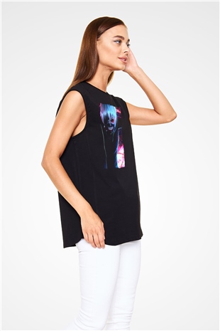 Bleach Baskılı Unisex Siyah Kolsuz Tişört - Tshirt