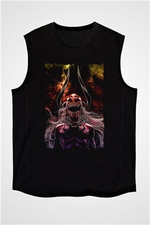 Bleach Baskılı Unisex Siyah Kolsuz Tişört - Tshirt
