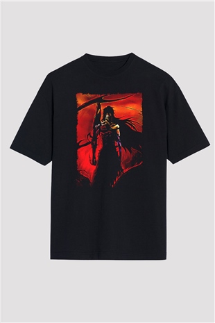 Bleach Baskılı Unisex Siyah Oversize Tişört - Tshirt