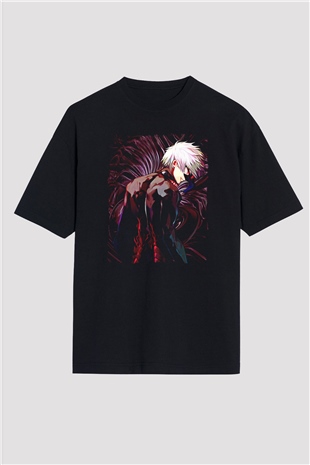 Bleach Baskılı Unisex Siyah Oversize Tişört - Tshirt
