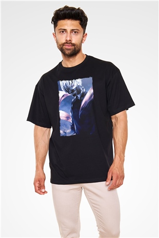 Bleach Baskılı Unisex Siyah Oversize Tişört - Tshirt