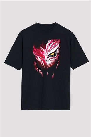 Bleach Baskılı Unisex Siyah Oversize Tişört - Tshirt