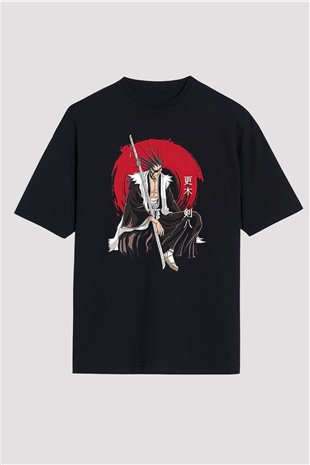 Bleach Baskılı Unisex Siyah Oversize Tişört - Tshirt