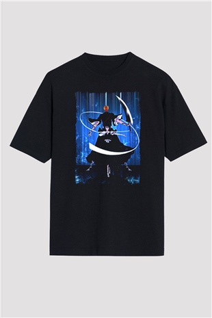 Bleach Baskılı Unisex Siyah Oversize Tişört - Tshirt