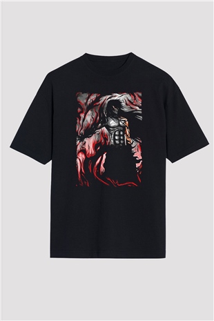 Bleach Baskılı Unisex Siyah Oversize Tişört - Tshirt