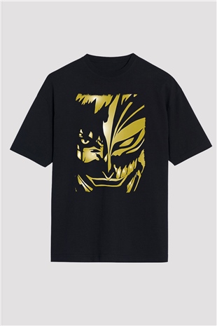 Bleach Baskılı Unisex Siyah Oversize Tişört - Tshirt