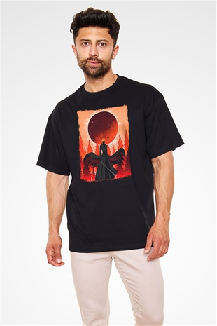 Bleach Baskılı Unisex Siyah Oversize Tişört - Tshirt