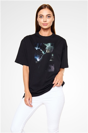 Bleach Baskılı Unisex Siyah Oversize Tişört - Tshirt
