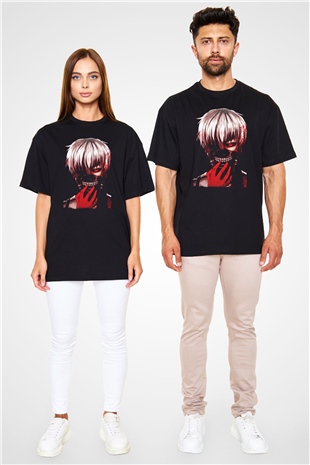 Bleach Baskılı Unisex Siyah Oversize Tişört - Tshirt
