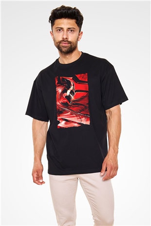 Bleach Baskılı Unisex Siyah Oversize Tişört - Tshirt