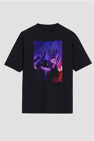 Bleach Baskılı Unisex Siyah Oversize Tişört - Tshirt