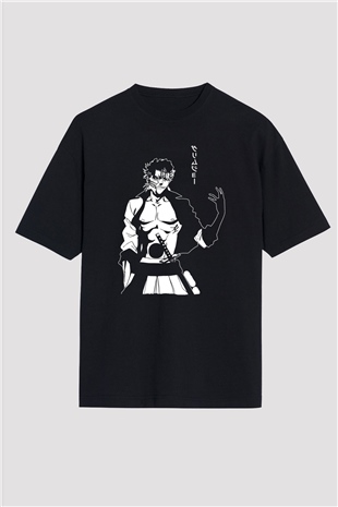 Bleach Baskılı Unisex Siyah Oversize Tişört - Tshirt