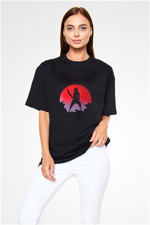 Bleach Baskılı Unisex Siyah Oversize Tişört - Tshirt