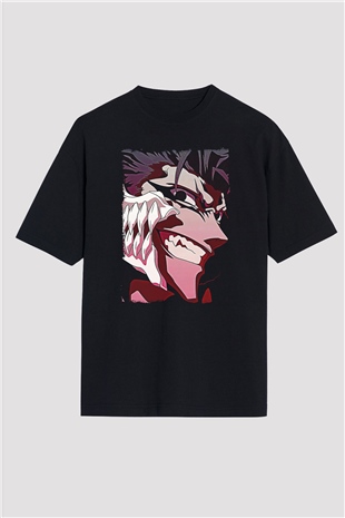 Bleach Baskılı Unisex Siyah Oversize Tişört - Tshirt