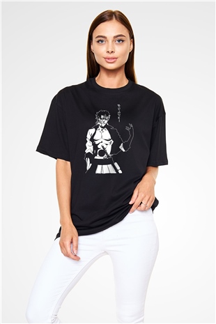 Bleach Baskılı Unisex Siyah Oversize Tişört - Tshirt