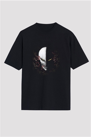 Bleach Baskılı Unisex Siyah Oversize Tişört - Tshirt