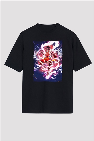 Bleach Baskılı Unisex Siyah Oversize Tişört - Tshirt