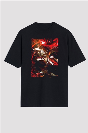 Bleach Baskılı Unisex Siyah Oversize Tişört - Tshirt