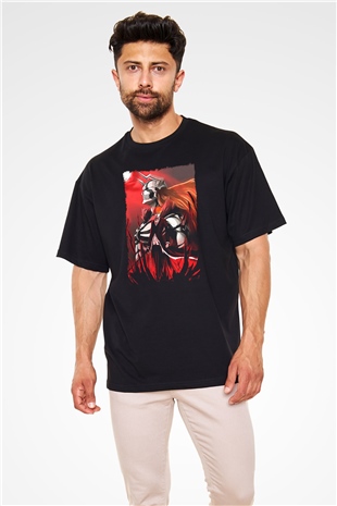 Bleach Baskılı Unisex Siyah Oversize Tişört - Tshirt