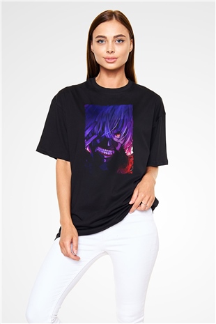 Bleach Baskılı Unisex Siyah Oversize Tişört - Tshirt