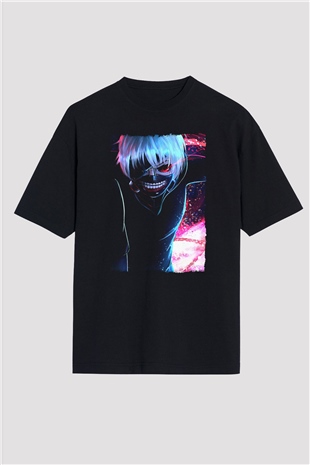 Bleach Baskılı Unisex Siyah Oversize Tişört - Tshirt