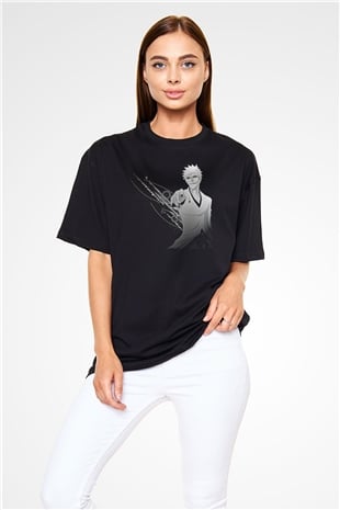 Bleach Baskılı Unisex Siyah Oversize Tişört - Tshirt