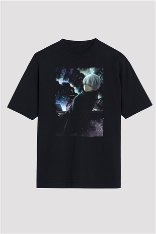 Bleach Baskılı Unisex Siyah Oversize Tişört - Tshirt