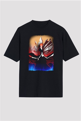 Bleach Baskılı Unisex Siyah Oversize Tişört - Tshirt