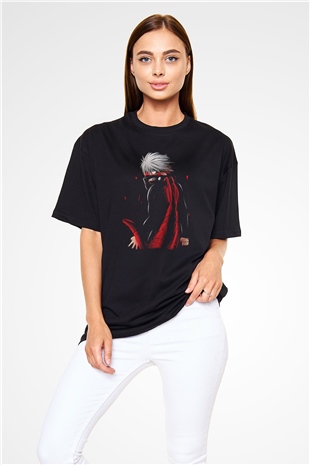 Bleach Baskılı Unisex Siyah Oversize Tişört - Tshirt