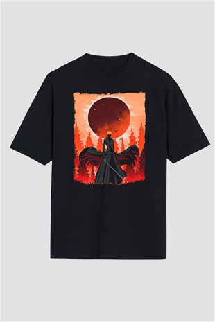 Bleach Baskılı Unisex Siyah Oversize Tişört - Tshirt