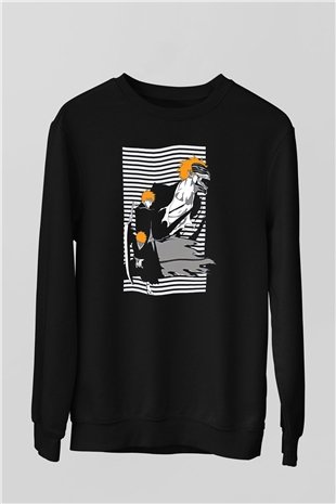 Bleach Baskılı Unisex Siyah Sweatshirt