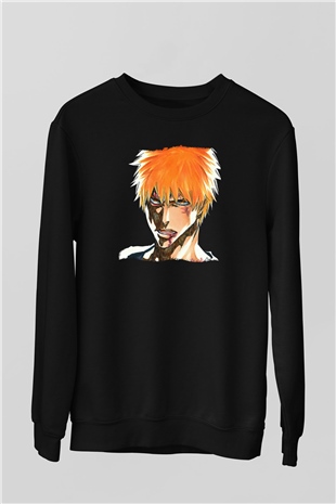 Bleach Baskılı Unisex Siyah Sweatshirt