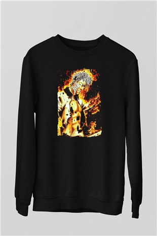 Bleach Baskılı Unisex Siyah Sweatshirt