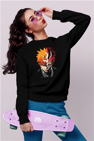 Bleach Baskılı Unisex Siyah Sweatshirt