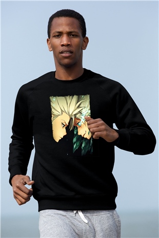Bleach Baskılı Unisex Siyah Sweatshirt