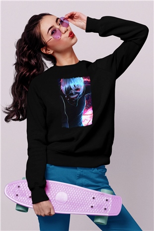 Bleach Baskılı Unisex Siyah Sweatshirt