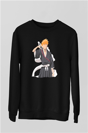 Bleach Baskılı Unisex Siyah Sweatshirt