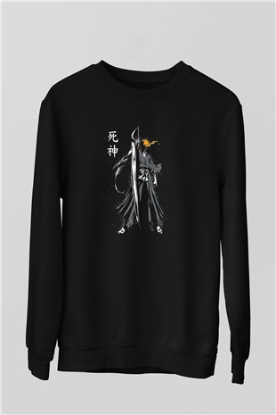 Bleach Baskılı Unisex Siyah Sweatshirt