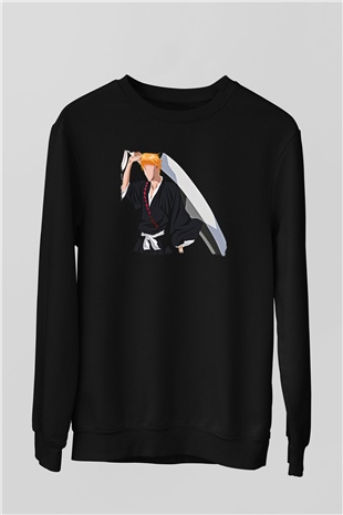 Bleach Baskılı Unisex Siyah Sweatshirt