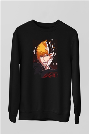 Bleach Baskılı Unisex Siyah Sweatshirt