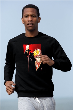 Bleach Baskılı Unisex Siyah Sweatshirt